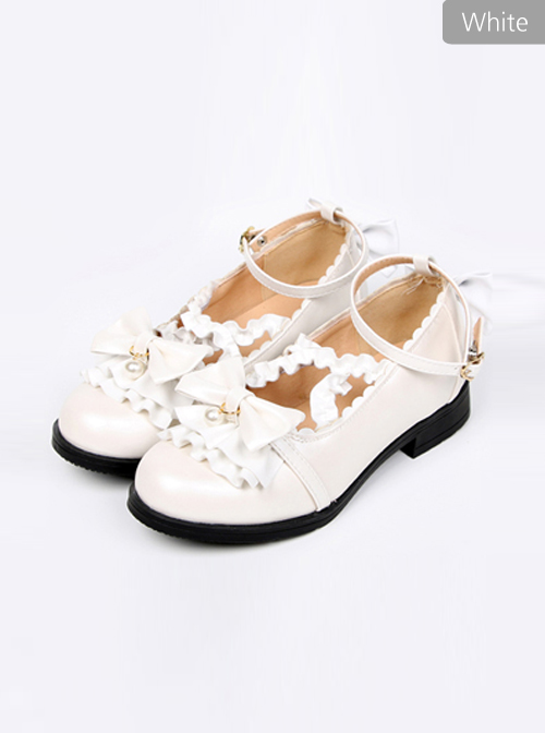 Cute Ruffle Red Bowknot Sweet Lolita Low-heel Shoes