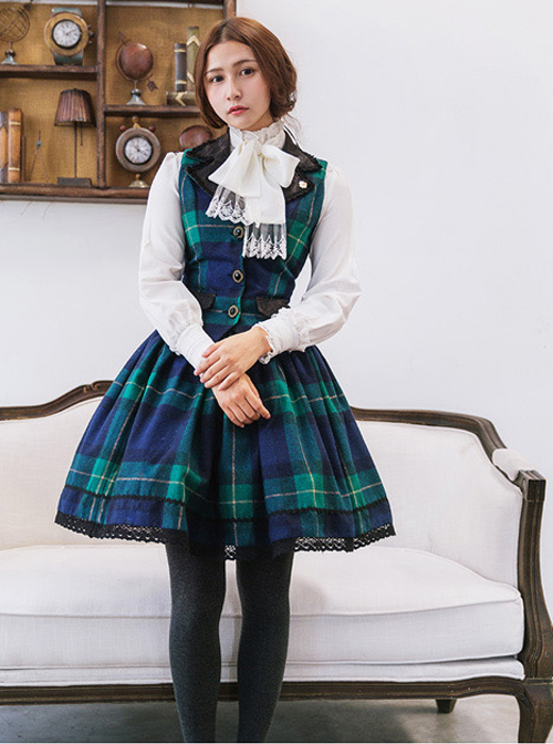 Lapel Slim Retro Elegant Classic Lolita Vest And Skirt Set