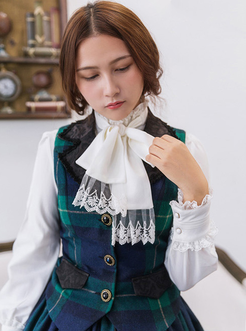 Lapel Slim Retro Elegant Classic Lolita Vest And Skirt Set