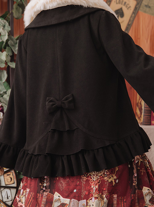 Elk Printing Detachable Fur Collar Classic Lolita Cloak Coat