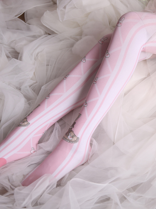 Pink Cute Alice Rabbit Sweet Lolita Thigh Socks