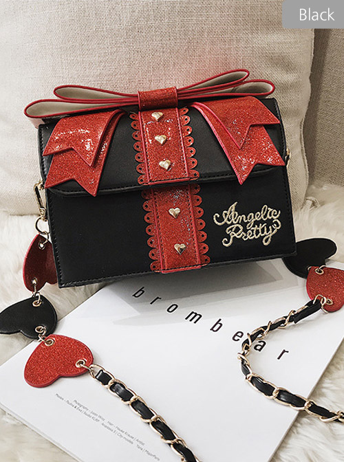 Gift Box Shape Sweet Lolita Sequin Bowknot Shoulder Bag