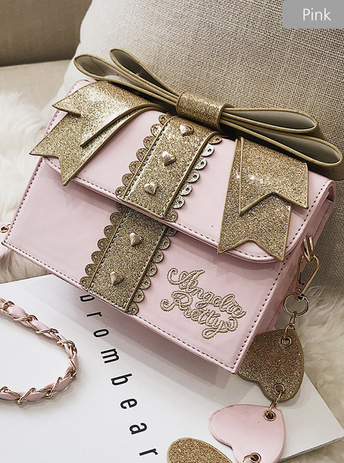 Gift Box Shape Sweet Lolita Sequin Bowknot Shoulder Bag