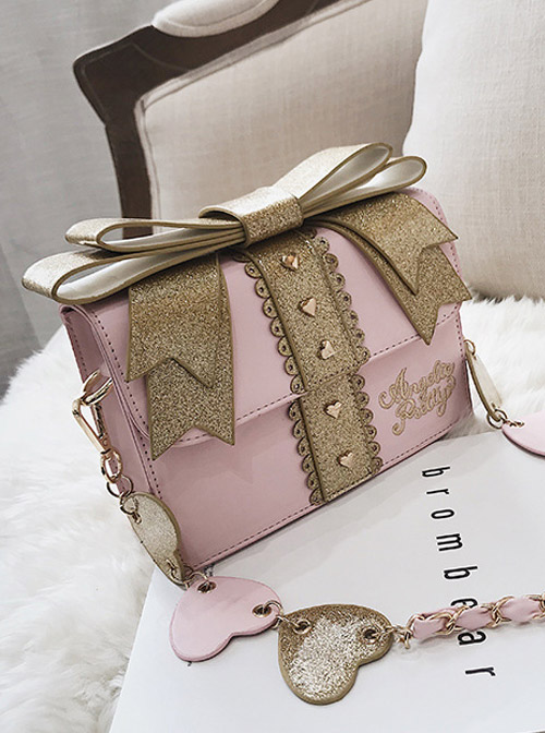 Gift Box Shape Sweet Lolita Sequin Bowknot Shoulder Bag