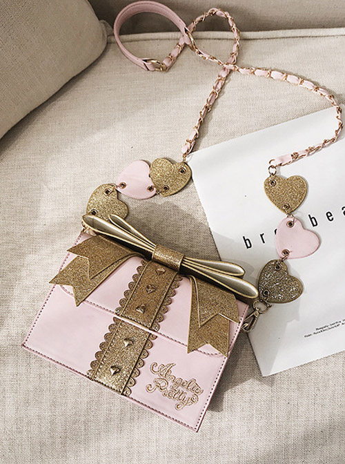 Gift Box Shape Sweet Lolita Sequin Bowknot Shoulder Bag