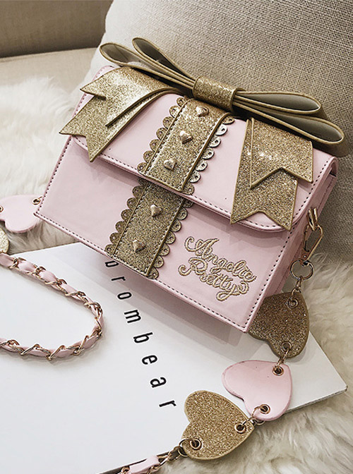 Gift Box Shape Sweet Lolita Sequin Bowknot Shoulder Bag