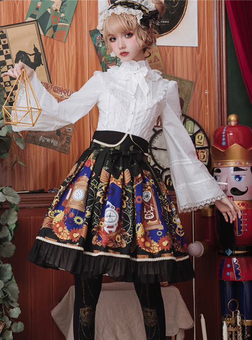 Time Machine Heart Series SK Retro Printing Classic Lolita Skirt