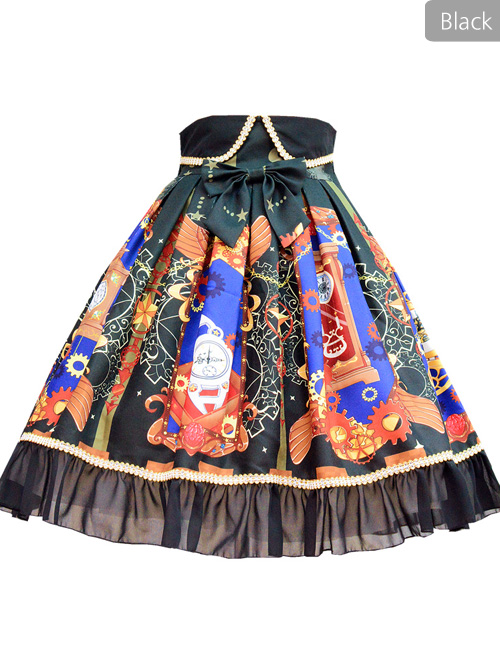 Time Machine Heart Series SK Retro Printing Classic Lolita Skirt