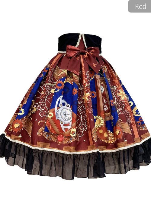 Time Machine Heart Series SK Retro Printing Classic Lolita Skirt