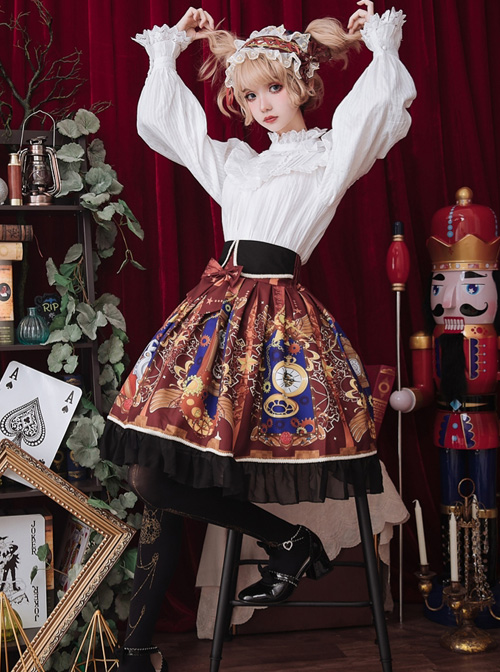 Time Machine Heart Series SK Retro Printing Classic Lolita Skirt