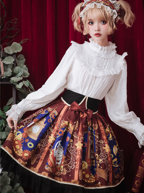 Time Machine Heart Series SK Retro Printing Classic Lolita Skirt