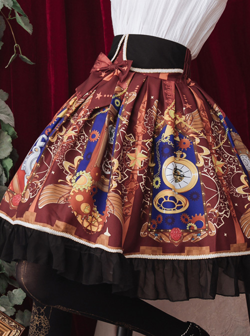 Time Machine Heart Series SK Retro Printing Classic Lolita Skirt