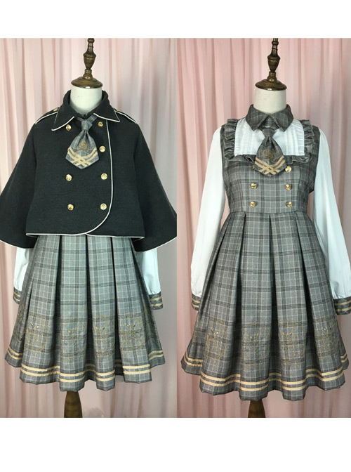 Little Bear Detective Series Black School Lolita Double-Breasted Cloak