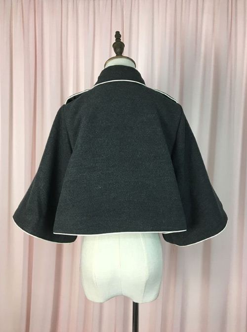 Little Bear Detective Series Black School Lolita Double-Breasted Cloak