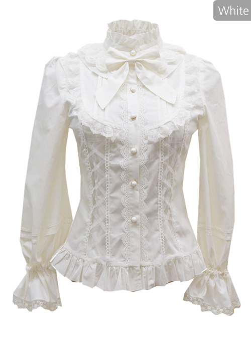 High Collar Classic Lolita Ruffle Long Sleeve Shirt