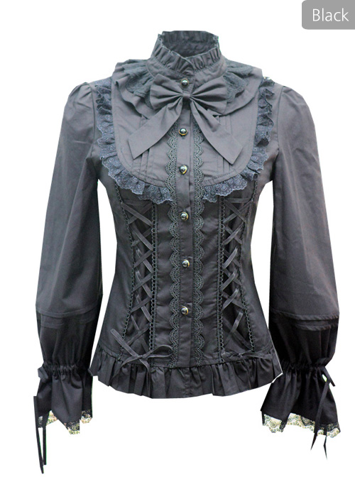 High Collar Classic Lolita Ruffle Long Sleeve Shirt