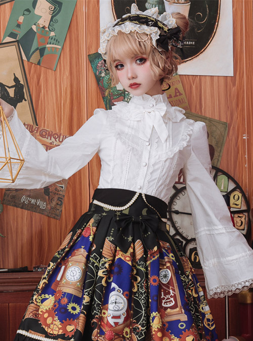 High Collar Classic Lolita Ruffle Long Sleeve Shirt