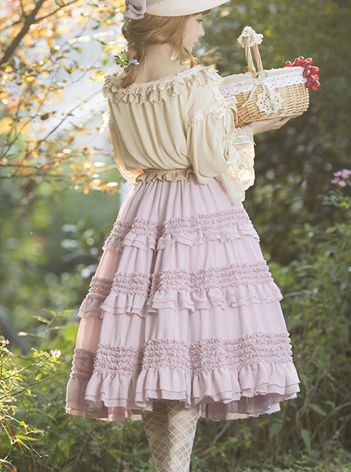 Heidi Series Pure Color Cotton Ruffle Classic Lolita Skirt