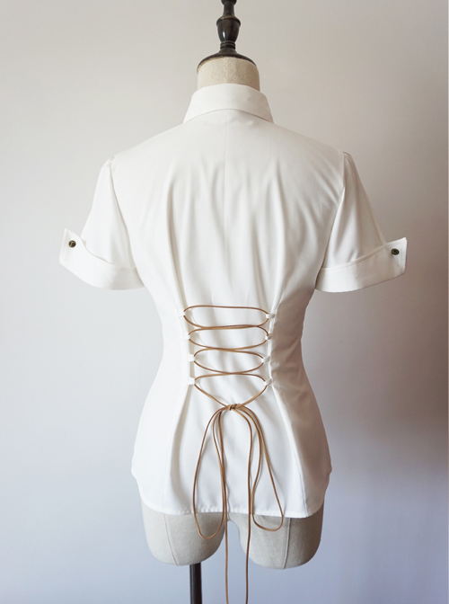 Researcher Series White Lapel Shirt Classic Lolita Short Sleeve Blouses