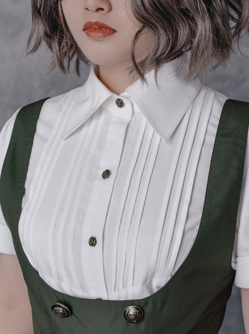 Researcher Series White Lapel Shirt Classic Lolita Short Sleeve Blouses