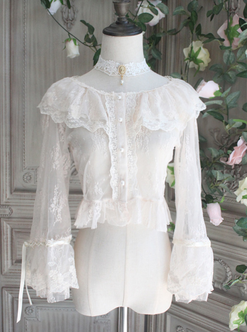 The Poetry Of Roses Series Lace Elegant Classic Lolita Sunscreen Shirt Short Blouse