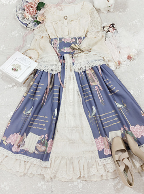The Poetry Of Roses Series Printing Classic Lolita High Waist Long Skirt