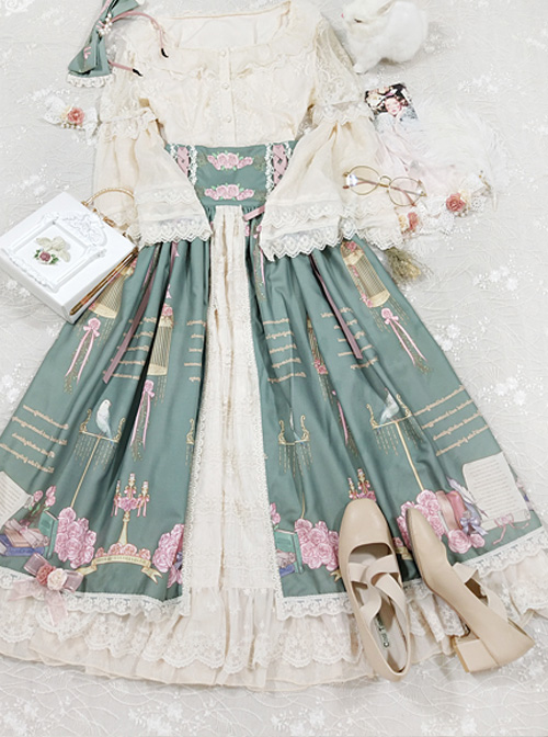 The Poetry Of Roses Series Printing Classic Lolita High Waist Long Skirt