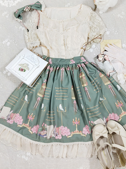 The Poetry Of Roses Series Printing Lace Classic Lolita Daily Short Skirt