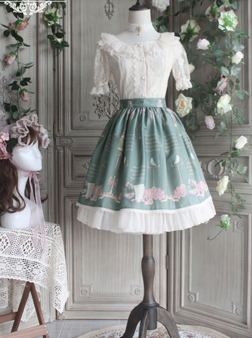 The Poetry Of Roses Series Printing Lace Classic Lolita Daily Short Skirt