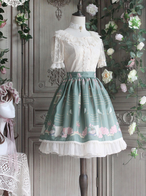 The Poetry Of Roses Series Printing Lace Classic Lolita Daily Short Skirt