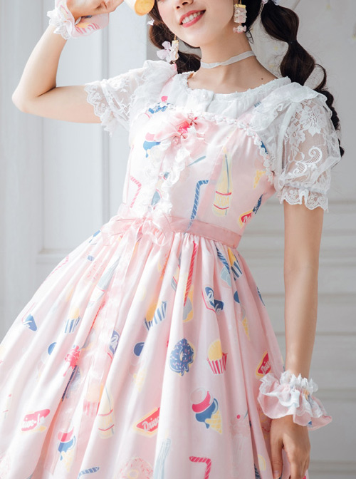 The Poetry Of Roses Series Lace Daily Short Sleeve Trumpet Sleeves Two Wearing Ways Classic Lolita Elegant Shirt