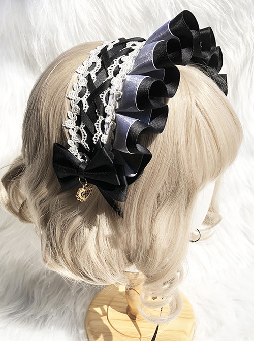 Heart Pendant Bowknot Lace Sweet Lolita Ruffle Headband