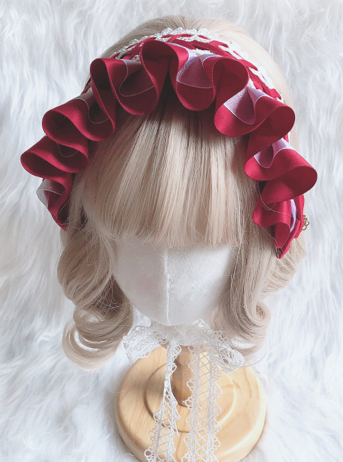 Heart Pendant Bowknot Lace Sweet Lolita Ruffle Headband