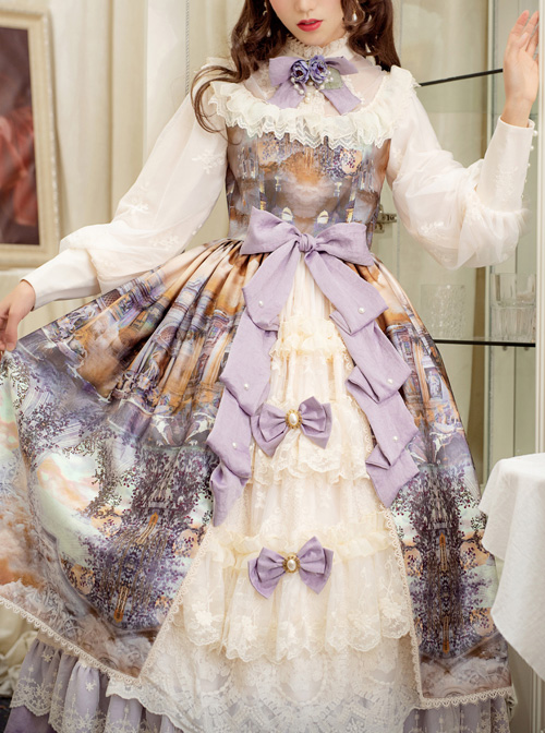 Dusk Of The Gods Series OP Retro Ruffle Classic Lolita Long Sleeve Dress