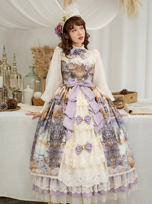 Dusk Of The Gods Series OP Retro Ruffle Classic Lolita Long Sleeve Dress