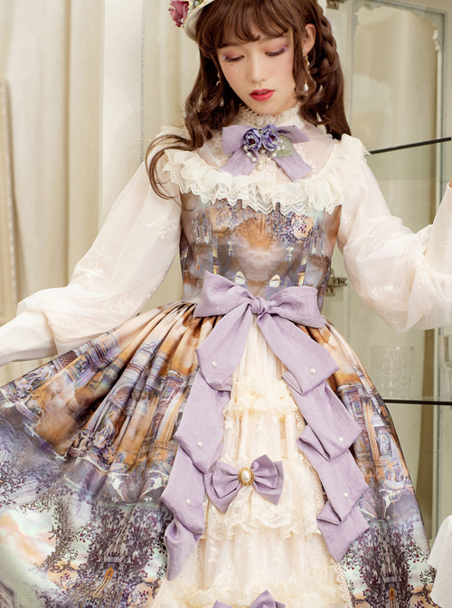 Dusk Of The Gods Series OP Retro Ruffle Classic Lolita Long Sleeve Dress