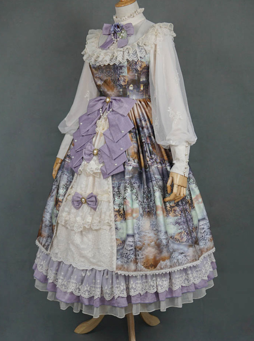 Dusk Of The Gods Series OP Retro Ruffle Classic Lolita Long Sleeve Dress