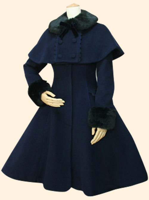 Retro Slim Autumn Winter Classic Lolita Coat And Cloak Set