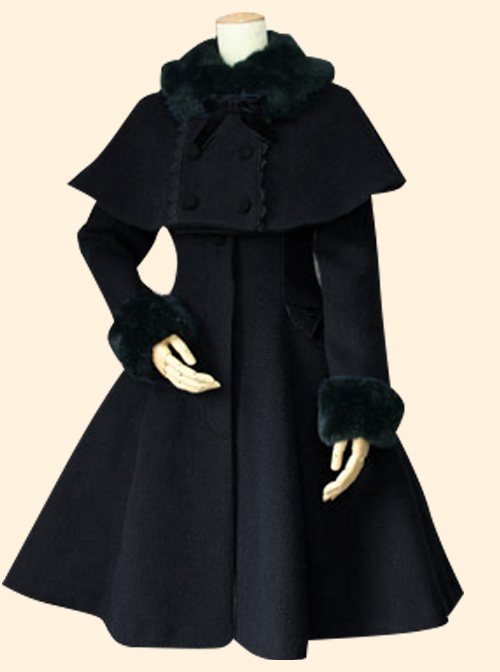 Retro Slim Autumn Winter Classic Lolita Coat And Cloak Set