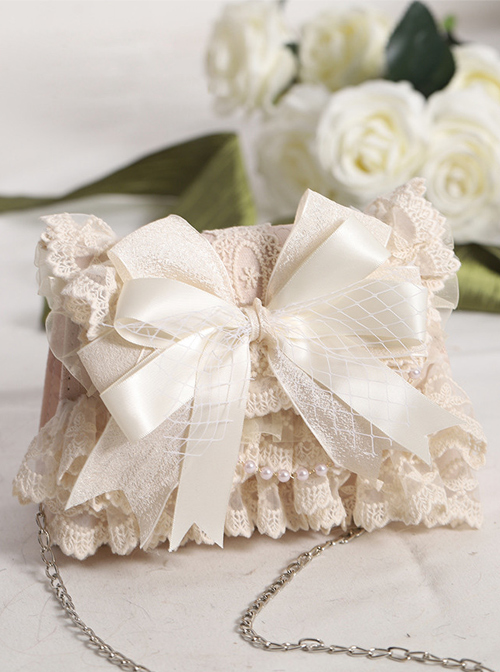 Apricot Lace Big Bowknot Elegant Classic Lolita Bag