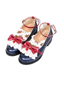 Cute Ruffle Red Bowknot Sweet Lolita Low-heel Shoes