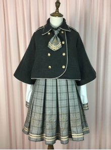 Little Bear Detective Series Black School Lolita Double-Breasted Cloak