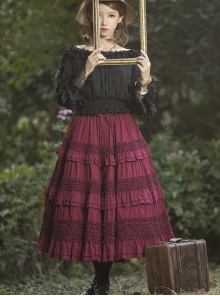 Heidi Series Pure Color Cotton Ruffle Classic Lolita Skirt