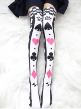 Sweet Lolita Poker Cards Printing Black And White Stockings