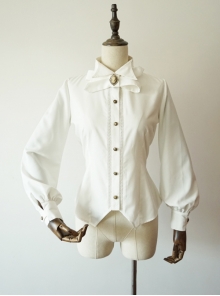 Staff Officer Series Standing Collar Classic Lolita Slim Pure Color Long Sleeve Blouses
