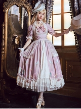 The Roses Poetry Series OP Plase Court Style Classic Lolita Short Sleeves Long Dress