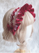 Heart Pendant Bowknot Lace Sweet Lolita Ruffle Headband