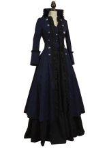 Victorian Retro Multicolor Palace Style Lolita Prom Long Dress And Coat Set